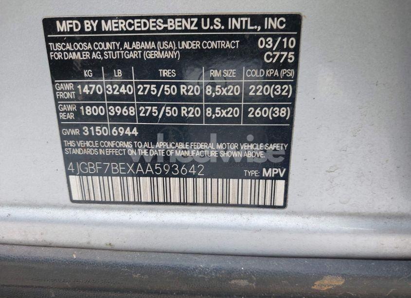 Photo 9 of 2010 Mercedes-benz Gl 450 4MATIC (VIN 4JGBF7BEXAA593642)