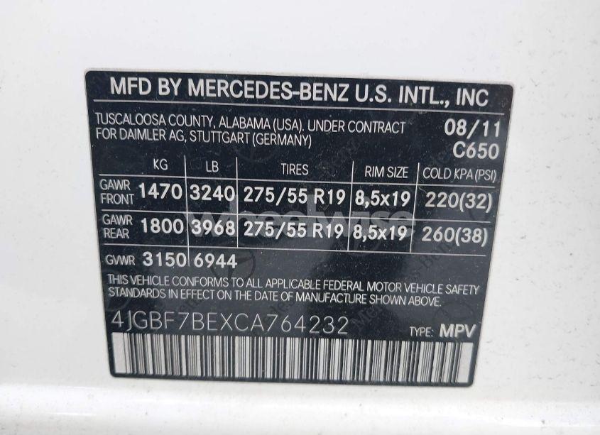 Photo 9 of 2012 Mercedes-benz Gl 450 4MATIC (VIN 4JGBF7BEXCA764232)