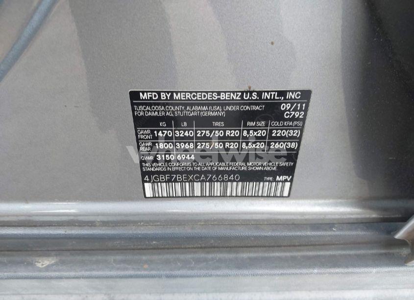 Photo 9 of 2012 Mercedes-benz Gl 450 4MATIC (VIN 4JGBF7BEXCA766840)