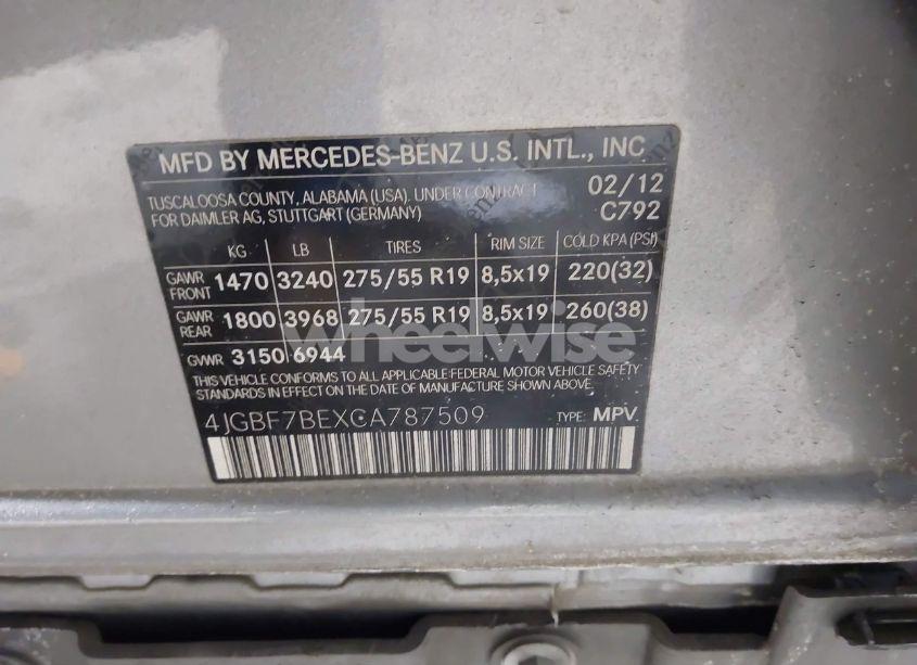 Photo 9 of 2012 Mercedes-benz Gl 450 4MATIC (VIN 4JGBF7BEXCA787509)