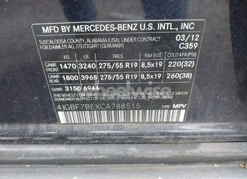 Photo 9 of 2012 Mercedes-benz Gl 450 4MATIC (VIN 4JGBF7BEXCA788515)