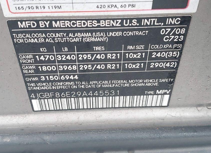 Photo 9 of 2009 Mercedes-benz Gl 550 4MATIC (VIN 4JGBF86E29A445531)