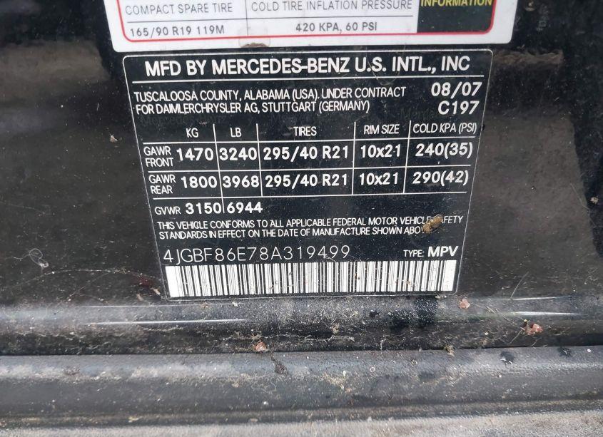 Photo 9 of 2008 Mercedes-benz Gl 550 4MATIC (VIN 4JGBF86E78A319499)