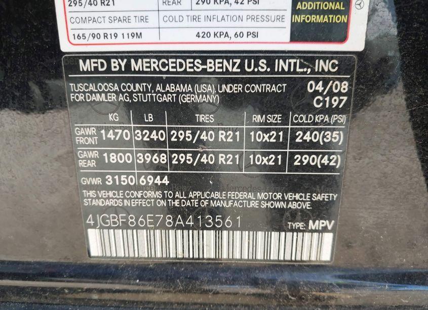 Photo 9 of 2008 Mercedes-benz Gl 550 4MATIC (VIN 4JGBF86E78A413561)