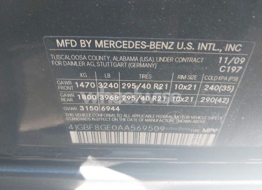Photo 9 of 2010 Mercedes-benz Gl 550 4MATIC (VIN 4JGBF8GE0AA569509)