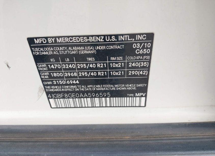 Photo 9 of 2010 Mercedes-benz Gl 550 4MATIC (VIN 4JGBF8GE0AA596595)