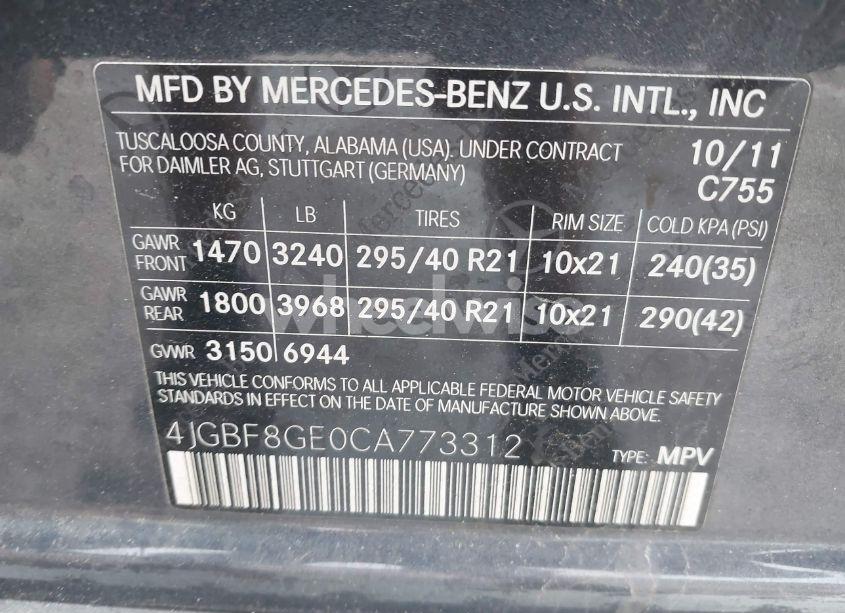 Photo 9 of 2012 Mercedes-benz Gl 550 4MATIC (VIN 4JGBF8GE0CA773312)