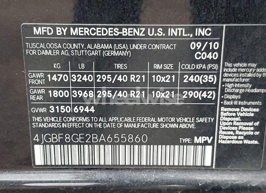 Photo 9 of 2011 Mercedes-benz Gl 550 4MATIC (VIN 4JGBF8GE2BA655860)