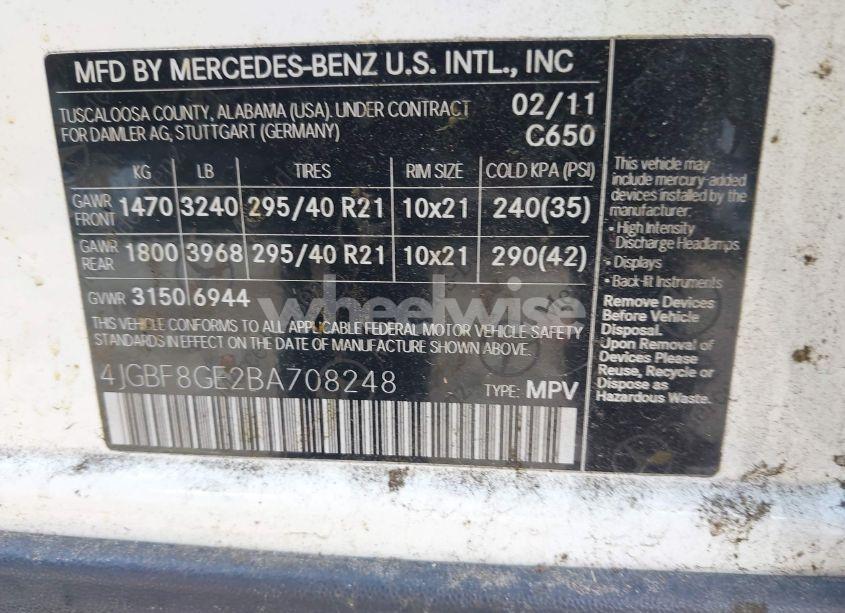 Photo 9 of 2011 Mercedes-benz Gl 550 4MATIC (VIN 4JGBF8GE2BA708248)