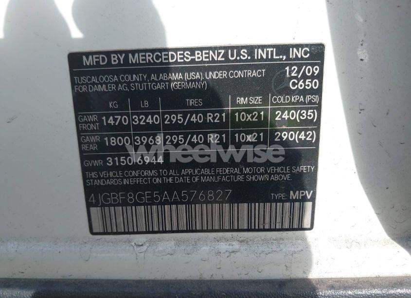 Photo 9 of 2010 Mercedes-benz Gl 550 4MATIC (VIN 4JGBF8GE5AA576827)