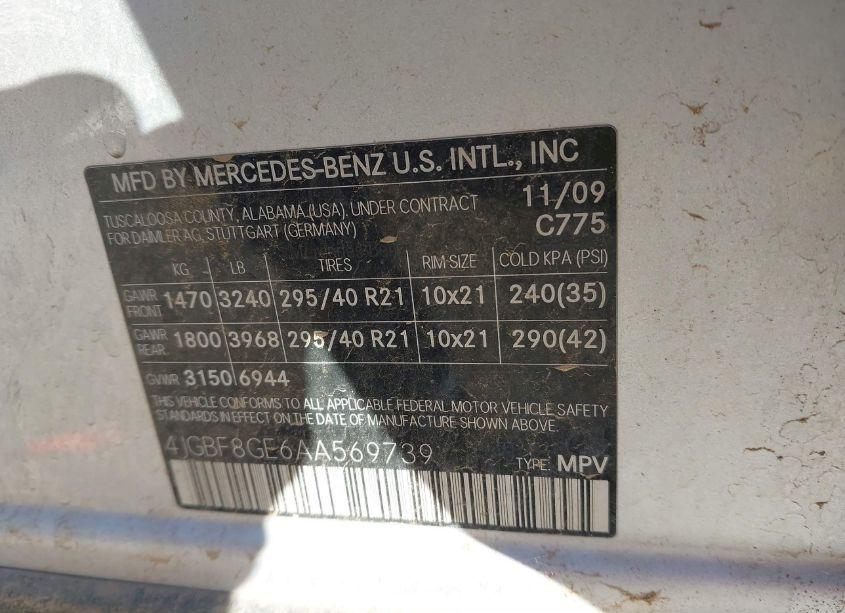 Photo 9 of 2010 Mercedes-benz Gl 550 4MATIC (VIN 4JGBF8GE6AA569739)