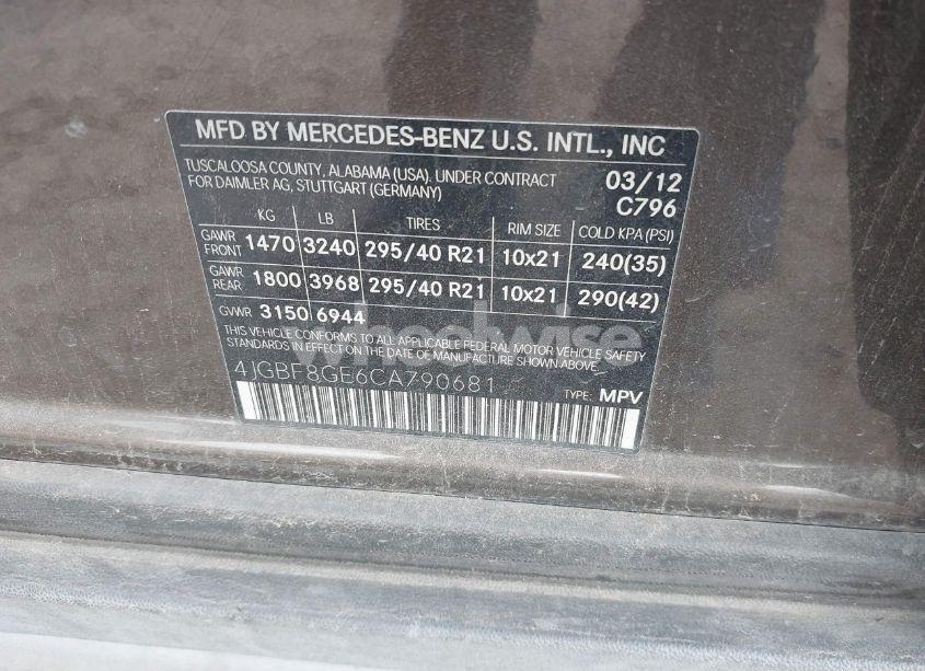 Photo 9 of 2012 Mercedes-benz Gl 550 4MATIC (VIN 4JGBF8GE6CA790681)