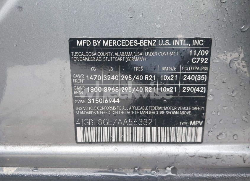 Photo 9 of 2010 Mercedes-benz Gl 550 4MATIC (VIN 4JGBF8GE7AA563321)