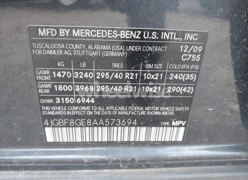 Photo 9 of 2010 Mercedes-benz Gl 550 4MATIC (VIN 4JGBF8GE8AA573694)