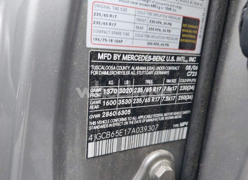 Photo 9 of 2007 Mercedes-benz R 350 4MATIC (VIN 4JGCB65E17A039307)