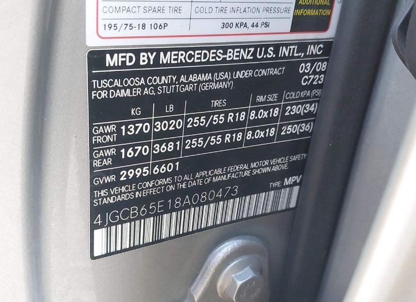 Photo 9 of 2008 Mercedes-benz R 350 4MATIC (VIN 4JGCB65E18A080473)