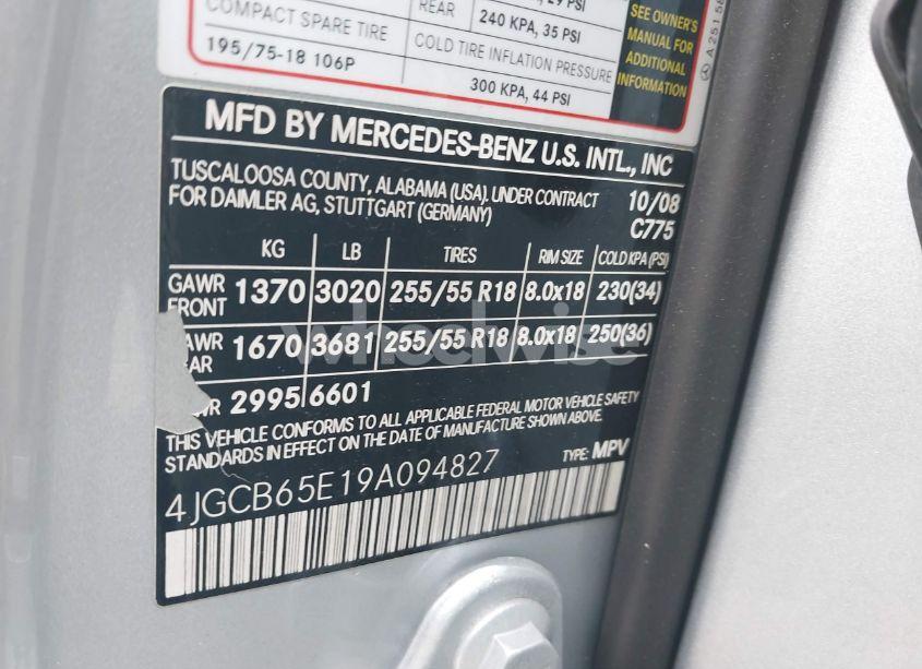 Photo 9 of 2009 Mercedes-benz R 350 4MATIC (VIN 4JGCB65E19A094827)