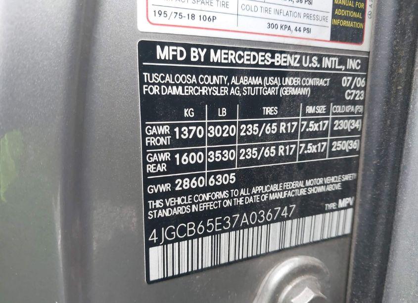 Photo 9 of 2007 Mercedes-benz R 350 4MATIC (VIN 4JGCB65E37A036747)