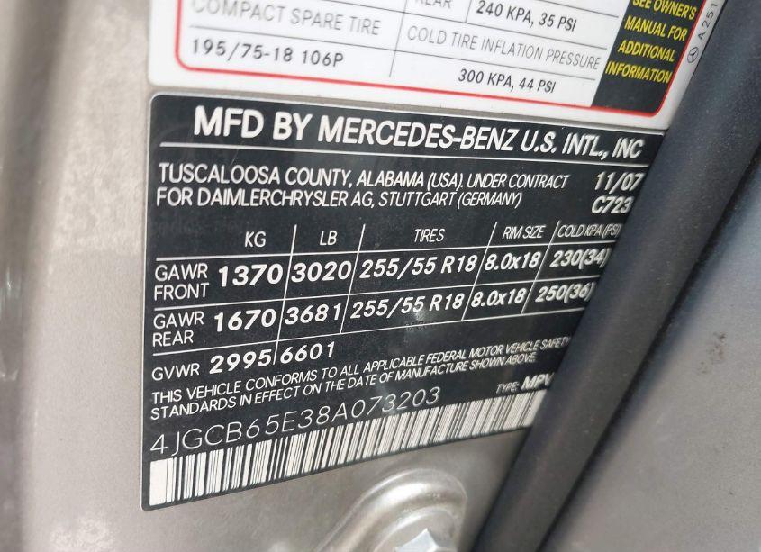 Photo 9 of 2008 Mercedes-benz R 350 4MATIC (VIN 4JGCB65E38A073203)