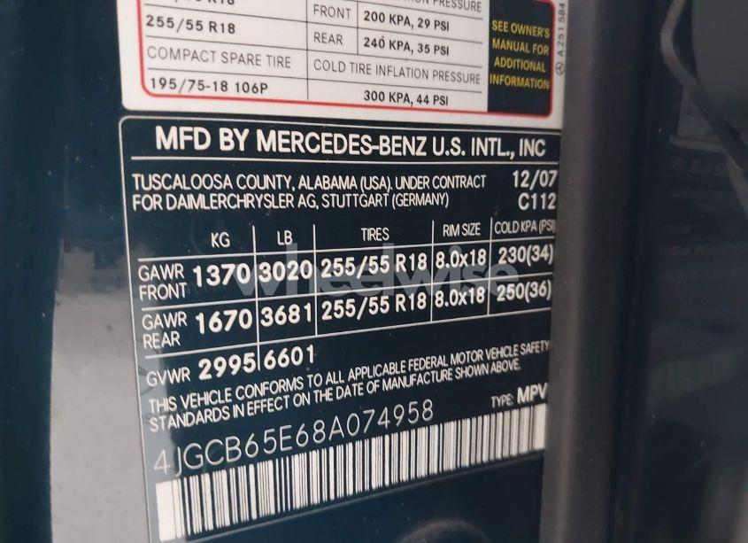 Photo 9 of 2008 Mercedes-benz R 350 4MATIC (VIN 4JGCB65E68A074958)