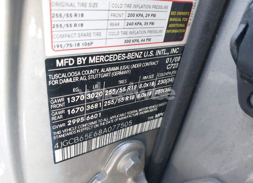 Photo 9 of 2008 Mercedes-benz R 350 4MATIC (VIN 4JGCB65E68A077505)