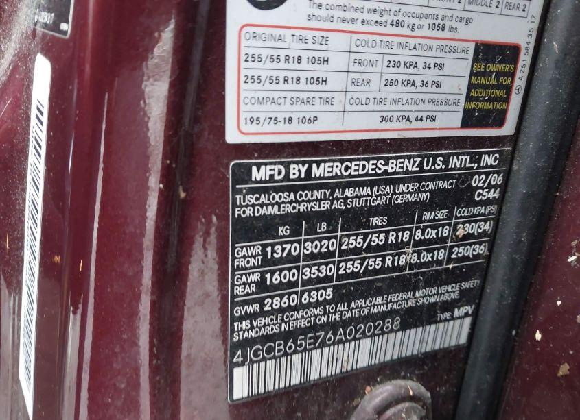 Photo 9 of 2006 Mercedes-benz R 350 4MATIC (VIN 4JGCB65E76A020288)