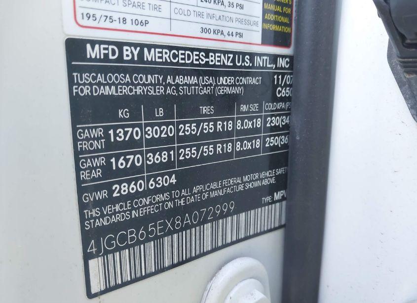 Photo 9 of 2008 Mercedes-benz R 350 4MATIC (VIN 4JGCB65EX8A072999)