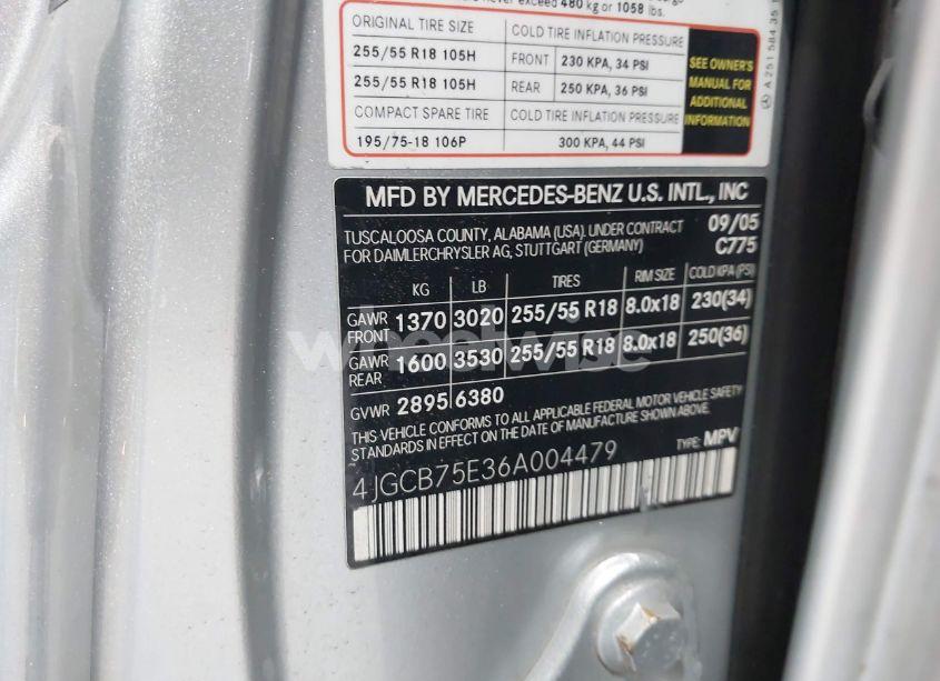 Photo 9 of 2006 Mercedes-benz R 500 4MATIC (VIN 4JGCB75E36A004479)