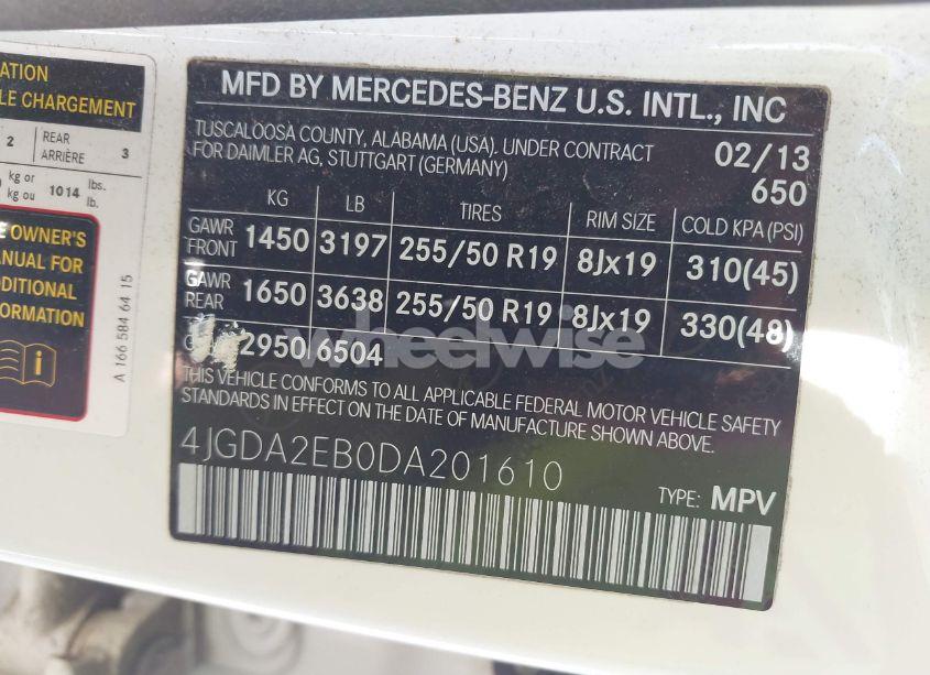 Photo 9 of 2013 Mercedes-benz Ml 350 BLUETEC 4MATIC (VIN 4JGDA2EB0DA201610)