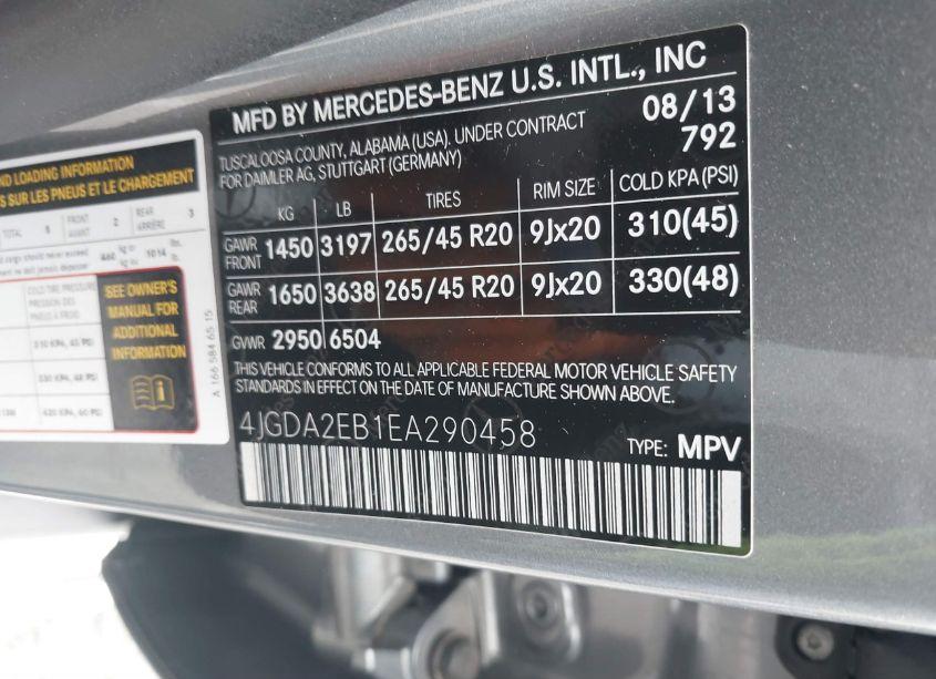 Photo 9 of 2014 Mercedes-benz Ml 350 BLUETEC 4MATIC (VIN 4JGDA2EB1EA290458)