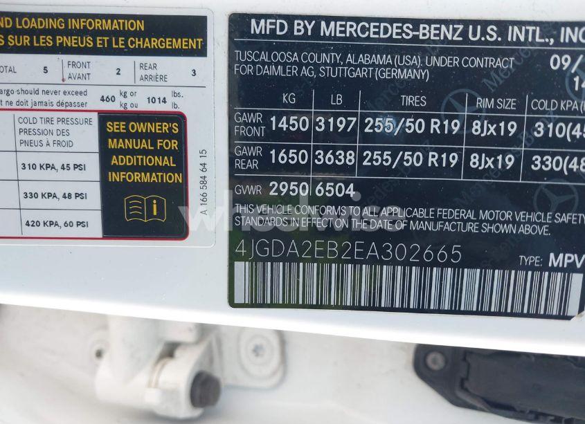 Photo 9 of 2014 Mercedes-benz Ml 350 BLUETEC 4MATIC (VIN 4JGDA2EB2EA302665)