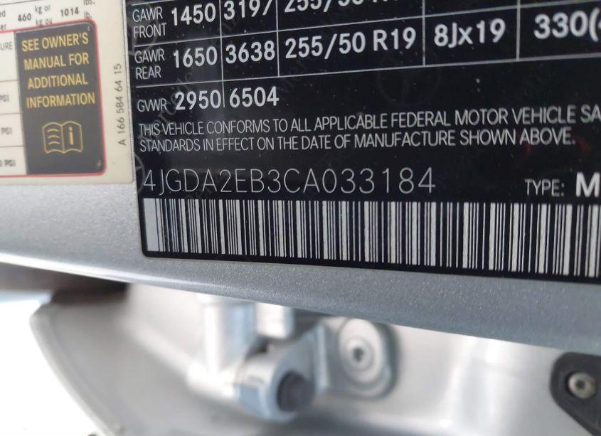 Photo 9 of 2012 Mercedes-benz Ml 350 BLUETEC 4MATIC (VIN 4JGDA2EB3CA033184)