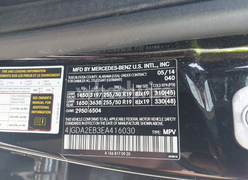 Photo 9 of 2014 Mercedes-benz Ml 350 BLUETEC 4MATIC (VIN 4JGDA2EB3EA416030)