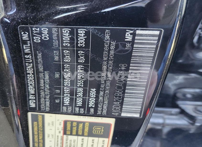 Photo 9 of 2012 Mercedes-benz Ml (VIN 4JGDA2EB6CA063618)