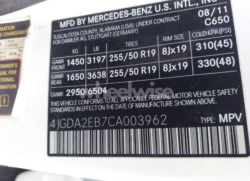 Photo 9 of 2012 Mercedes-benz Ml 350 BLUETEC 4MATIC (VIN 4JGDA2EB7CA003962)