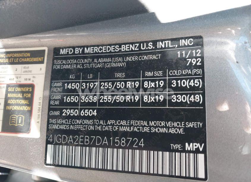 Photo 9 of 2013 Mercedes-benz Ml 350 BLUETEC 4MATIC (VIN 4JGDA2EB7DA158724)