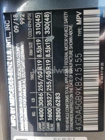 Photo 3 of 2019 MERCEDES-BENZ GLE 400 4MATIC (VIN 4JGDA5GB9KB215155)