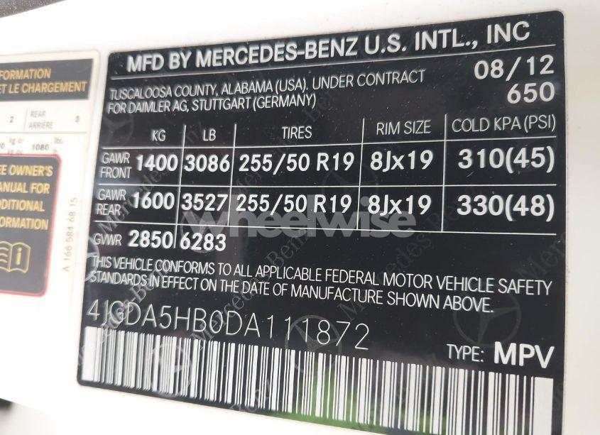 Photo 9 of 2013 Mercedes-benz Ml 350 4MATIC (VIN 4JGDA5HB0DA111872)