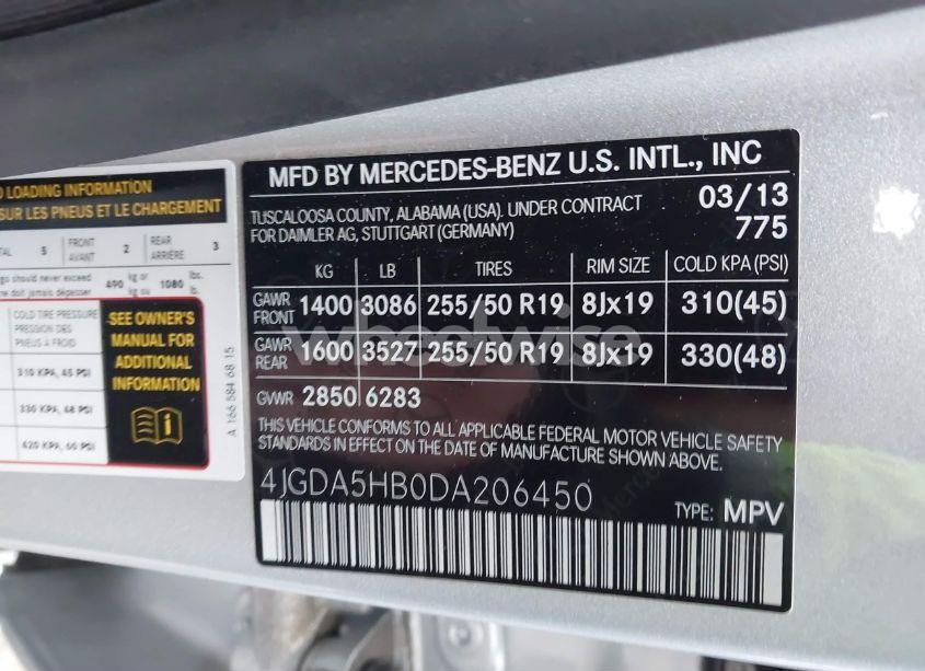 Photo 9 of 2013 Mercedes-benz Ml 350 4MATIC (VIN 4JGDA5HB0DA206450)