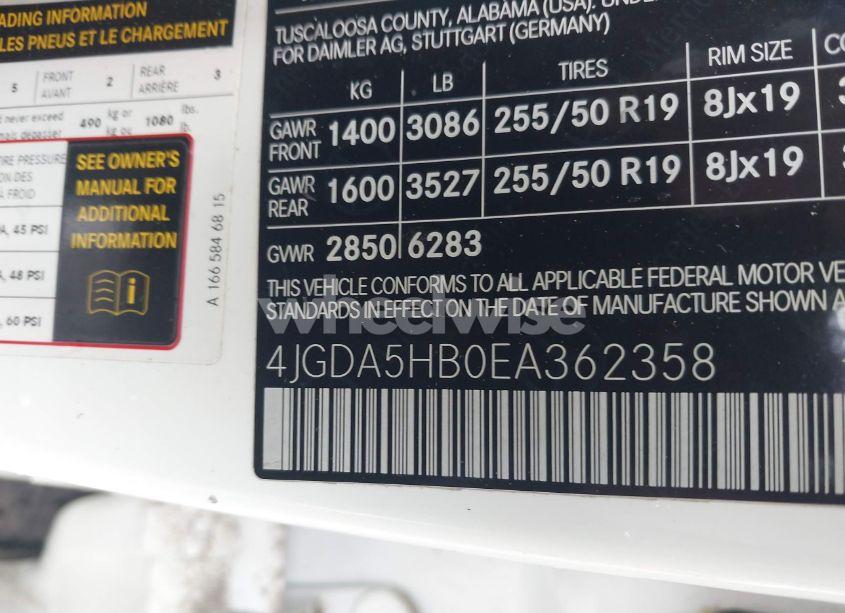 Photo 9 of 2014 Mercedes-benz Ml 350 4MATIC (VIN 4JGDA5HB0EA362358)