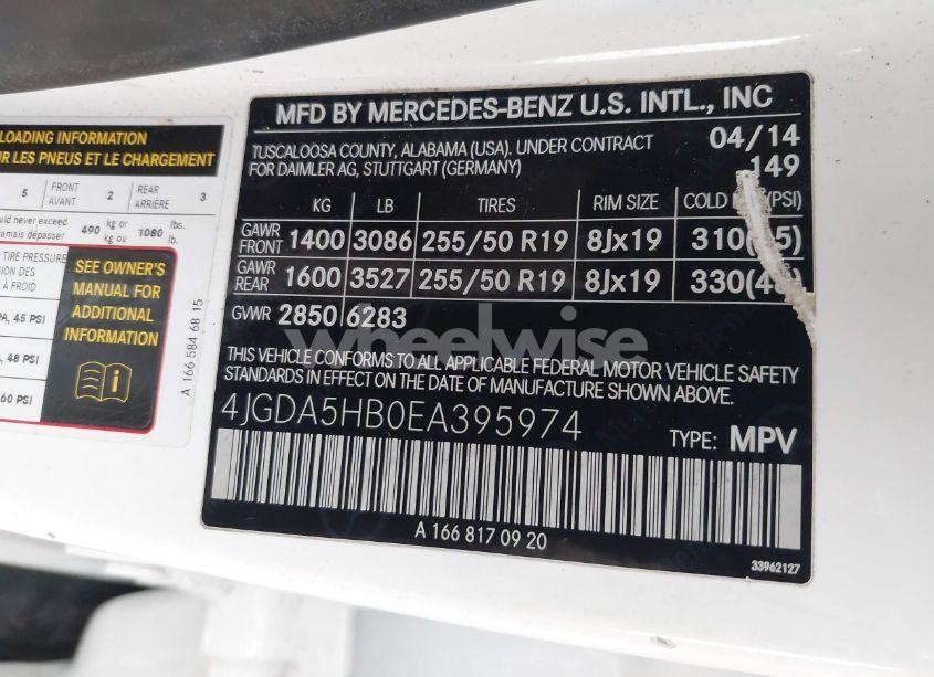 Photo 9 of 2014 Mercedes-benz Ml 350 4MATIC (VIN 4JGDA5HB0EA395974)