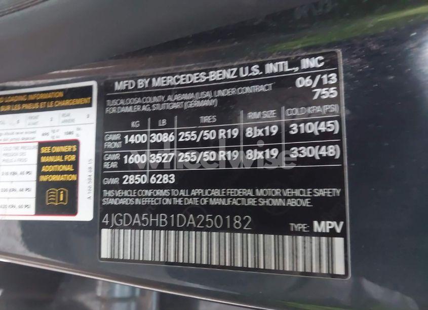 Photo 9 of 2013 Mercedes-benz Ml 350 4MATIC (VIN 4JGDA5HB1DA250182)