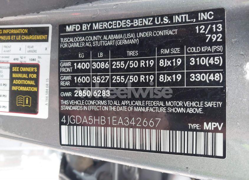 Photo 9 of 2014 Mercedes-benz Ml 350 4MATIC (VIN 4JGDA5HB1EA342667)