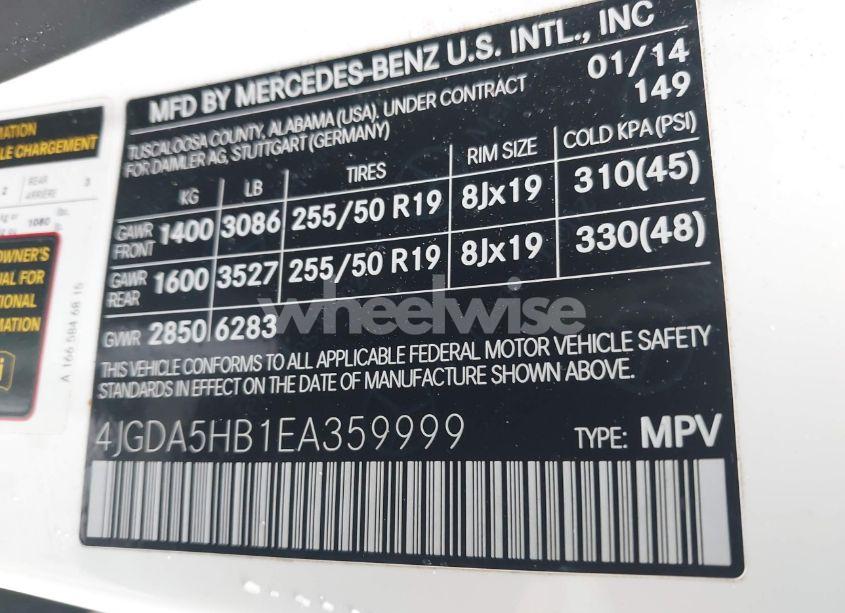 Photo 9 of 2014 Mercedes-benz Ml 350 4MATIC (VIN 4JGDA5HB1EA359999)