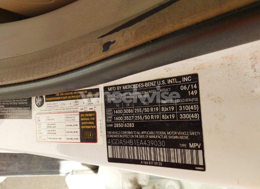 Photo 9 of 2014 Mercedes-benz Ml 350 4MATIC (VIN 4JGDA5HB1EA439030)