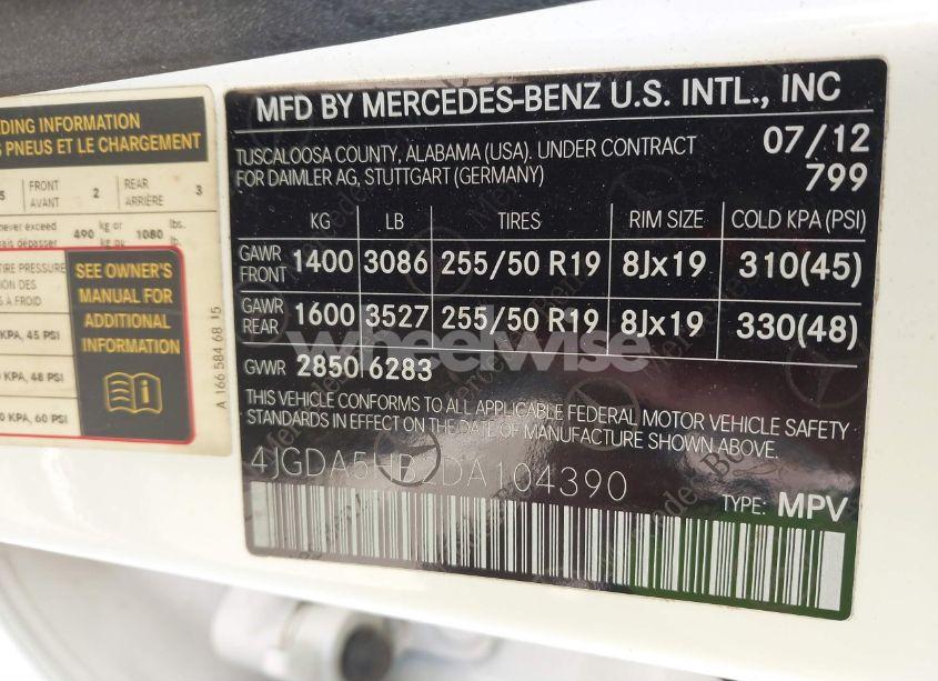 Photo 9 of 2013 Mercedes-benz Ml 350 4MATIC (VIN 4JGDA5HB2DA104390)