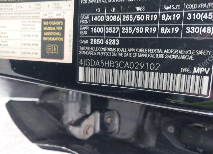 Photo 9 of 2012 Mercedes-benz Ml 350 4MATIC (VIN 4JGDA5HB3CA029102)