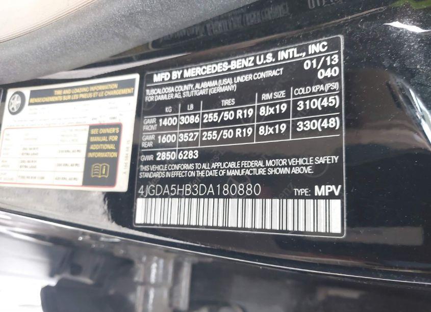 Photo 9 of 2013 Mercedes-benz Ml 350 4MATIC (VIN 4JGDA5HB3DA180880)