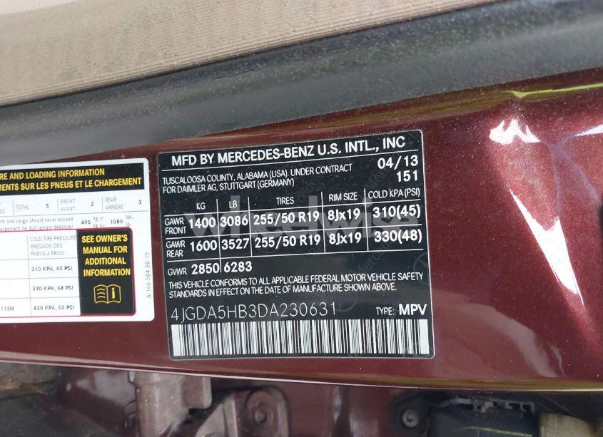 Photo 9 of 2013 Mercedes-benz Ml 350 4MATIC (VIN 4JGDA5HB3DA230631)