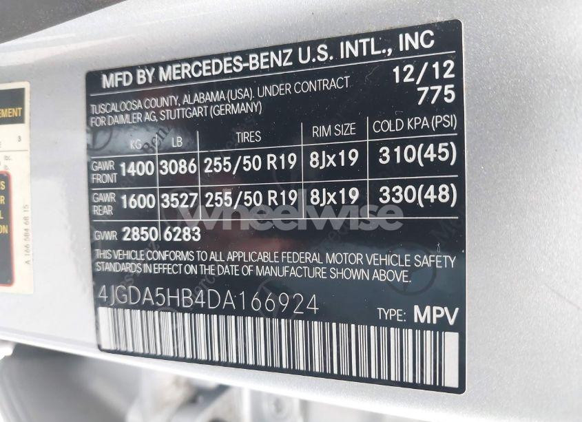 Photo 9 of 2013 Mercedes-benz Ml 350 4MATIC (VIN 4JGDA5HB4DA166924)